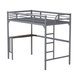 ZUN Twin Metal loft Bed with Desk, Ladder and Guardrails, bookdesk under bed, Silver W1676105930