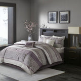 7 Piece Jacquard Comforter Set Purple Queen B03597199