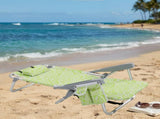 1 PCS Aluminum Beach Chair, 8.5 Inch Seat Height Yellow Tribal Pattern, Adjustable Folding Chair 24798365
