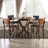 ZUN Set of 2pc Counter Height Chairs Dining Room Walnut Finish Solid wood Dark Chocolate Fabric B011P214969