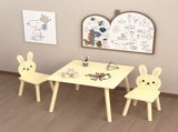 Kids Table and Chair Set with 2 Bunny Chairs, Children's Wooden Activity Table for Toddlers, Cute 80159869
