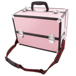 ZUN SM-2083 Aluminum Alloy Makeup Train Case Jewelry Box Organizer Pink 83925841