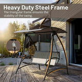 3-Seat Patio Chair, Outdoor Porch with Adjustable Canopy and Durable Steel Frame, Patio W1859110127