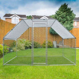 6.5x9.8x6.5ft Large Metal Chicken Coop with Run, Walk-in Poultry Cage with Waterproof Cover & Arc 06011694