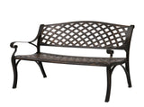 40.5" Outdoor Cast Aluminum Bench With Mesh Backrest Seat Surface 24289313
