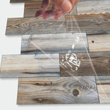 48 Pcs Wood Grain Splicing Wall Sticker Peel And Stick Backsplash PVC Wall Tile, Waterproof And Oil 77767506