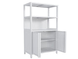 White bamboo storage cabinet, separate bathroom cabinet with 2 doors, floor cabinet organizer for W2207P308780