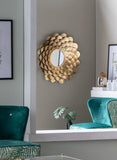 D31.5x3" Gold Mirrored Floral Wall Decor, Wall Mirror for Living Room Entryway W2078124366