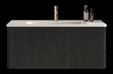 U058-Etna36W-308 Etna 36" Striped Brushed Black Oak Floating Bathroom Vanity with White Ceramic W1865P218041