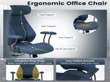 Blue Color Blocking Office Chair with 2D Adjustable Headrest, Ergonomic High-Back Desk Chair 330 lbs 26628182