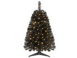 Black Small Pre Lit 4 Foot Christmas Tree with 50 Warm White LED, Flame Retardant PVC Foliage, 27413573