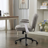 Cross Legged Chair with Flip-up Armrests, Cross Legged Office with Wheels, Comfy Swivel 90992732