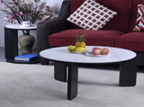 Set of 2 Round Nesting Coffee Table for Small Place, living room end table with white sintered stone W2899P405896