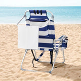63*70*99cm Heightened Oxford Cloth Silver White Aluminum Tube Bearing 100kg Beach Chair Blue Stripes 53561346