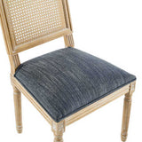 French Country Dining Chairs Elegant Cane Backrest & Upholstered Seats with Fluted Legs N767P263678H