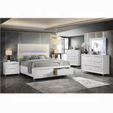 Glamorous Pearl White Finish Nightstand with Drawers Storage Durable Acrylic Legs Wooden Modern B2741P324365