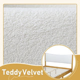 Queen Size Rubber Wooden , Solid Wooden Bed with Teddy Velvet Cushion Upholstered Headboard, W504P184308