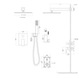 Dual Shower Head - 12 Inch Wall Mounted Square Shower System with Rough-in Valve,Chrome W1243132125