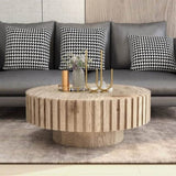 Modern minimalist circular coffee table 31.4'' with natural wood texture, stable and durable, W1727P251152