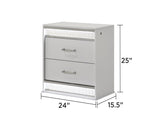 Glam Modern 2-Drawer Nightstand with Crystal Accents, LED Lighting and White Lacquer Finish G150108644