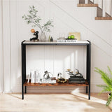 Modern Industrial Console Table - 2-Tier Design, Sintered Stone Tabletop with Anti-Slip Bumpers, 95020165