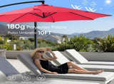 Outdoor Patio Umbrella, 10ft Offset Hanging Patio Umbrella with Aluminum Stand, 8 Ribs, UV 40080159