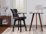 Williams 31" Swivel Bar Stool with Armrests, Vintage Brown Faux Leather B2719P238365