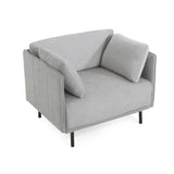 39" Vintage Grey Lounge Chair with Polyester Upholstery, Solid Wood Frame and Steel Legs, N767P208310G
