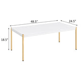 White and Gold Rectangle Coffee Table B062P181416