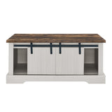 41.3 Inch Coffee Table Storage and Sliding Wood Door, Farmhouse and Industrial Cocktail Table W1781P268238