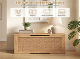 39 Gallon Wooden Toy Box Storage Chest with Soft Close Lid, Rattan Look Kids Storage Bench for 02211941