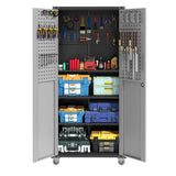 71" Metal Garage Storage Cabinet with Wheels - Heavy-Duty Tool Storage Cabinet for Home, Office, T2398P222838