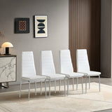 Modern Style Dining Chair Set for 4 with Comfortable PU Leather and Silver Chrome Plated chair W241P294834
