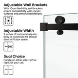 72*76" Fixed & Sliding Shower Door, Square Tube Hardware, Clear Glass Shower Door, 3/8 SGCC 40939305