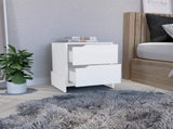 Nightstand with 2-Drawers, End Table with Sturdy Base, White B097120605