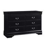 ZUN Traditional Design Black Finish Dresser of 6x Drawers 1pc Classic Louis Phillippe Style Bedroom B01182190