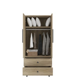 Density board pasted with triamine 9398-1 oak color black copper feet 2 doors 2 drawers with clothes 83228701