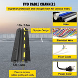 VEVOR Cable Protector Ramp, 4 Packs 2 Channels Speed Bump Hump, Rubber Modular Speed Bump Rated T3342P360020