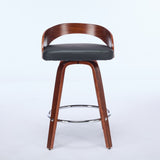 Bar Stools Set of 2, Swivel Bar Height Stools with Low Back, Wood Bar Chairs with Soft Cushion Seat, W1143P173431