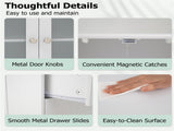 Freestanding Floor Storage Cabinet with Adjustable Shelf & 2 Drawers, Frosted Tempered Glass Door 07599313