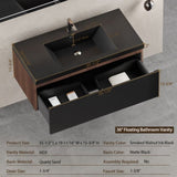 36'' Floating Bathroom Vanity Sink Combo, Modern Wall-Mounted Striped Bathroom Storage Cabinet W1573P265198