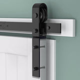 80" Bi-Folding Sliding Barn Door Hardware Kit for 4 Doors,Smoothly&Quietly,Black Track J Shape 85056977