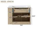 24-Inch Wall-Mounted Bathroom Vanity with Ceramic Sink, 2-Door Cabinet, U-Shaped Adjustable N729P512888N