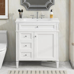 ZUN 30'' Bathroom Vanity with Top Sink, Modern Bathroom Storage Cabinet with 2 Drawers and a Tip-out N710P206904K