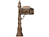 Decorative Large Mailbox with Post, Heavy Duty Cast Aluminum Postal Mail Box with Address Plaque, 06709382