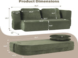 Convertible Sofa Bed with Blanket, Boneless Cloud Couch Queen Scott Fabric for Living Room Bedroom, 58572457