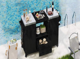 K&K 66.5" Outdoor Kitchen Island for Big Green Egg Grills, Solid Wood Outdoor Grill Cart for N707P250629B