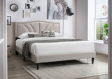 Modern Vintage 1pc Queen Size Bed Light Brown Burlap Fabric Nailhead Trim Accents Headboard Bedframe B011P238963