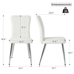 ZUN Modern white PU dining chair, cloth upholstered chair, electroplated metal chair legs, suitable for W210P224292