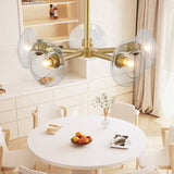 Modern Gold 5-Light Sputnik Chandelier with Clear Glass Shades, Mid-Century Hanging Pendant Light W1340P233172